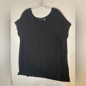 Willi Smith Black Short Sleeve V-Neck Top